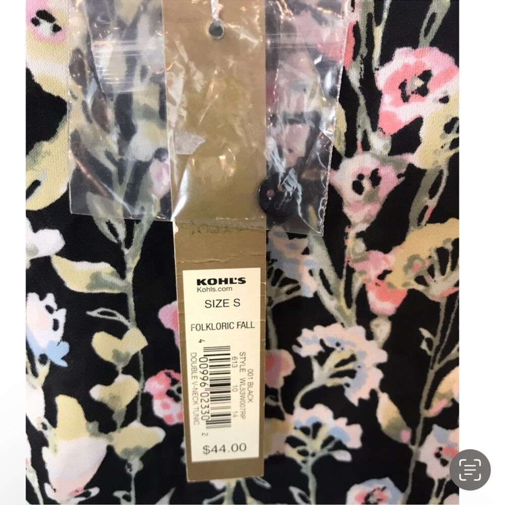 LC Lauren Conrad Floral Tunic top long sleeves New - Picture 6 of 12